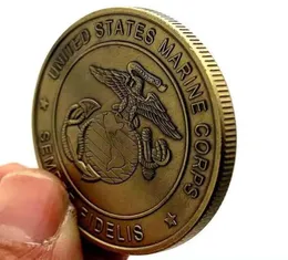 20pcs não magnéticos Bronze Patiled Coins Craft USA Marine Corps Navy Emblem Semper Fidelis Desafio Militar Presentes Colecionáveis 8421791