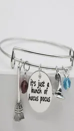 10pcslot It039s Just A Bunch of Hocus Pocus Charm pendant Bangle Hocus Pocus Inspired Halloween bracelet6062552