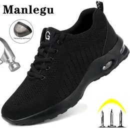 Scarpe da lavoro di punta in acciaio uomo scarpe da donna scarpe aria cushion sneaker di sicurezza sneaker antisommossa stivali da lavoro traspirante scarpe da costruzione traspirante 240430