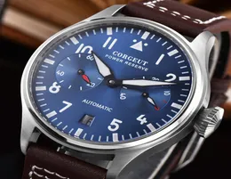 Pilot Power Reserve Automatic Mechanical Watch Men 42mm Takt Seagull ST2532 Edelstahl Leder Blue5956385