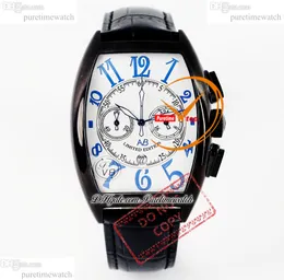 Mariner 8080 Quartz Chronograph Mens orologio Andre Villas-Boas Limited Editon DLC acciaio bianco Blue Blue Stop Owatch in pelle nera Reloj Hombre PuretimeWatch Ptfm