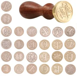 Craft Tools Retro 26 Letter Wax DIY Seal Stamp Alphabet Wood Kits Replace Copper Head Hobby Sets Post Decoration5211152