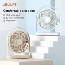 Jisulife Desktop Fan Whisper Cicha 30h Max USB ładowalne przyłogi do łóżka przenośna tabela 8000 mAh do sypialni biuro 240424