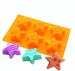 6 Pcs Star Shaped Silicone Bath Soap Mould DIY Craft Baking Tray Molds Ice Mold Bakeware Pastry Bread Cake Moulds KitchenTools Ch1560688