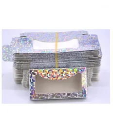 50pcs Holographische Glitzer -Papier -Wimpernverpackungsbox Lash Boxes 3D Nerz Wimpern Rechteckkoffer ohne Tablett in Bulk11443990