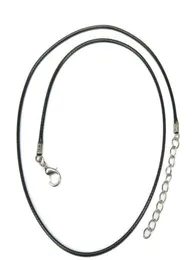100st/Lot Black 1,5 mm vaxläderhalsband pärlorsträng strängtråd 45 cm förlängskedja med hummerlås diy smycken tillverkning5241787