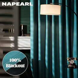 Napearl Double Layer Voller Blackout -Vorhang Feste Farben Isolierte komplette Vorhänge mit schwarzem Liner für Wohnzimmer 240429