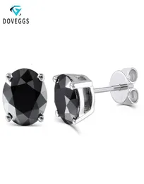 Doveggs Sterling Solid 925 Silber 2CTW 65 mm schwarz rund Moissanit Diamond Ohrringe für Frauen zurückschieben Ohrringschmuck CJ196532720