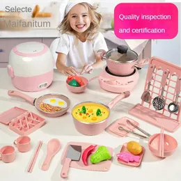 Girl Baby Can Cook Funny Mini Kitchen Wholesale Real Cooked Family Toy Set Birthday Gift Girl Toys 240420