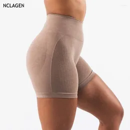 Shorts ativos nclagen feminino sem costura yoga jacquard fitness leggings treino à prova de agachamento executando as calças esportivas de cintura alta