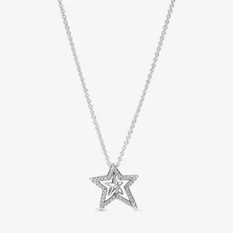 100 925 Sterling Silver Pave Asimmetric Star Collier Collana Fashi