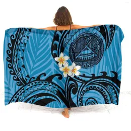 Samoa Floral Tribal Print Summer Women's Sarong Custom Polynesian Seaside Cape Coat Anti-Slip Wrap Dress
