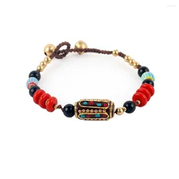 Pulseira tibetana feita à mão com tubo de bronze e jóias ajustáveis de tamanho de bronze para feminino Bracelets Gifts Gifts Gifts