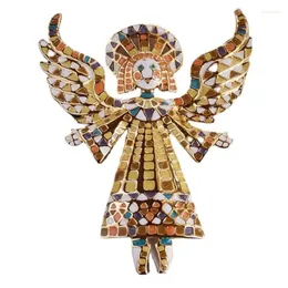 Brooches Enamel Angel Brooch With Childlike Fantasy Inlaid European And American High-end Feeling Gold-plated
