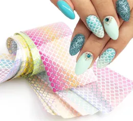 10pcs Mermaid Nail Foils Gradient Fish Scale Nail Art Decorations Holographic Adhesive Paper Colorful Design For Manicure LE91142817608