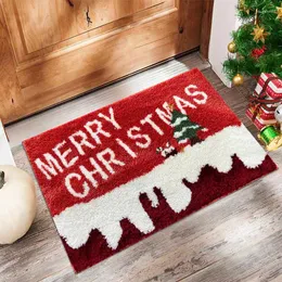 Carpets Merry Christmas Decor Doormat Xmas Holiday Welcome Floor Mat Soft Tufting Rug Front Door Non Slip Kitchen Bathroom Foot Pad