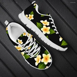 Повседневная обувь Plumeria Flower Floral Pattern Женщины роскошные дизайнерские дизайнерские кроссовки весны/осенние кроссовки легкая обувь