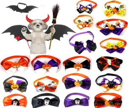 Halloween animal de estimação Pets Pets Dogs Cats Pumpkin Ghost Witch Collar Bowknot Tie Holiday Holiday Grooming Supplies1649935