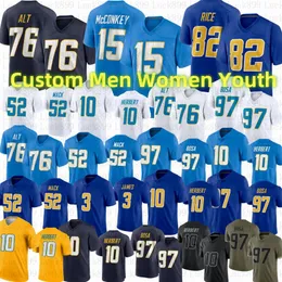 Joe Alt Ladd McConkey Brenden Rice Justin Herbert Jerseys Joey Bosa Khalil Mack Derwin James Jr