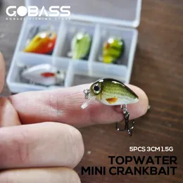 Gobass 5pcs Mini Fish Bass Fishing Lure Conjunto de 3cm 15g Baits artificiais Topwater Crank Wobblers para Pike Crankbaits 240430