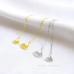 Brincos de garanhão S925 PRATA GEOMÉTRICA FIANO BRIAÇÃO DANGLE: Jóias de fio de orelha chiques e minimalistas para mulheres