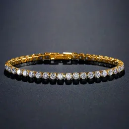 Trendy Gold Silver Color Cubic Zirconia Bracelets For Women Crystal Metal Bracelet Party Birthday Jewelry 240423