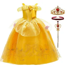 Flickor klänning belle kostym barn halloween carval fancy cosplay kläder barn bröllop fest blomma tryck 310y 240413