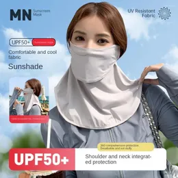 Szaliki solidny kolor jedwabna maska ​​ochrona ochrony słońca Słońce śliniak twarzy osłona tarcza letnia szyja kobiety