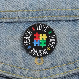 Autismusbewusstsein Lehrer Email Pins beibringen Unterrichten Akzeptieren Sie Liebe Broschen Revers Abzeichen Regenbogen Bild Puzzle Pin für Autismus