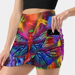 Юбки Rainbow Dragonfly Dream Catcher Женская юбка эстетическая мода короткое искусство