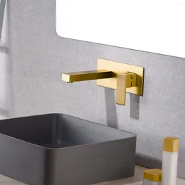 Bathroom Sink Faucets Basin Faucet Wall Mounted Washbasin Cold Water Tap Gold Embedded Mixer Stainless Steel Bathtub Tub Accessories