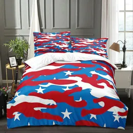 Bedding Sets Blue Red Stripes Duvet Cover Set Pentagram Comforter Microfiber Soft Include 1 2 Pillowcases