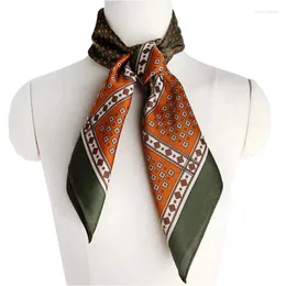 Halsdukar klassisk hästtryck 70 cm fyrkantig imitation siden halsduk sjalar för damer chic foulard mode kvinnliga näsdukar hals