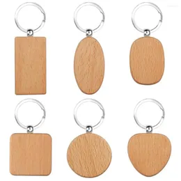 Keychains Wooden Key Fob 12 Pieces DIY Blank Keyring Personalised Chain 6 Different Shapes