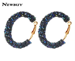 2021 NEWBUY Classic Design Fashion Charm Austrian Crystal Hoop Earrings Geometric Round Shiny Rhinestone Female Earring Jewelry1870621