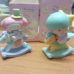 Blind Box Childishness Rocking Horse Figur Melody Kuromi Pochacco Cinnamoroll Action Figure Ornament Toys 240426