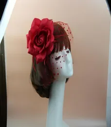 Party Women Top Hat Cap Mesh Bow Net Veil Feather Big Flower Fascinator Wedding Head -Weartiaras Po Props Charm Hair Jewelry Gift7446315