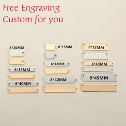 MylongingCharm Free Laser Grave 30pcs Aço inoxidável Conector de barra retângulo Custom ou Retângulo Pingente de colar 240511