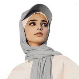 Boll Caps Musilm Solid Shawl Hijab Turban With Baseball Cap Women's Brim Type Scarf Hat Ready to Wear Instant Chiffon Sport Hijabs