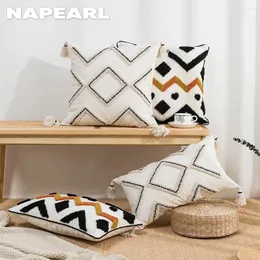 Poduszka napearl w paski haftowany geometryczny wzór kwadratowy okładki do domu w biurze samochodu