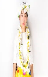 50 cm20 -Zoll Hawaii Klassiker Kranz Pure Lotus Blumenkranz Pflumeria Rubra für Hochzeithouseparty Strand Seaside1015181