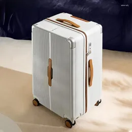 Resväskor oloey resväska bagage fodral stor kapacitet mute universal hjul blixtlås retro lösenordslåda man