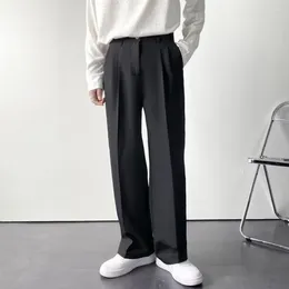 Pantaloni da uomo uomini coreani drappeggiati dritti business pantaloni casual blazer abito harajuku zip in vita medio ritagliato