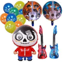 Party Decoration Cartoon COCO Theme Foil Balloons Music Guitar Balloon 18inch Round Ball Kids Birthday Supplies