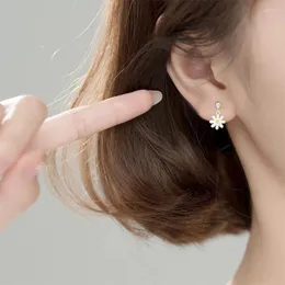 Stud Earrings Fashion Simple White Daisy For Women Exquisite Copper Needle Sweet Elegant Party Jewelry