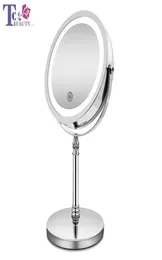 Makeup Mirror With Lights 10x Förstoring Dubbelsidig Vanity Mirror USB laddning Touch Diming Bath Mirrors Julklapp T2001979301