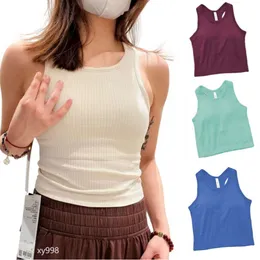 Lu Ebb to Street Tank Tops Top Top Vest Padded Women Tank Top Top Outout Yoga Suit編みシームレスベストLuスポーツレーサーバックタイトフィットネスセクシーなジムシャツトップ