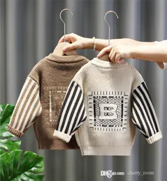 Kids Boys Designer Kardigan Spring Autumn 2021 Baby Toddler Children Knit Długie rękawie Sweter Tide Stripe Okrągły kołnierz Casual Othew7530757