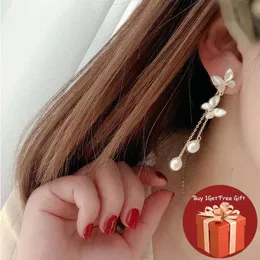Dangle Chandelier 2024 New Fashion Shell Butterfly Tassel Drop Earrings Women의 한국 절묘한 장수 드롭 진주 귀걸이 보석