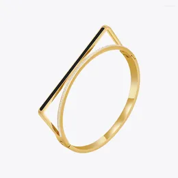 Bangle ENFASHION Pulseras Geometry Cuff Brangle With Mud Drill For Women's Stainless Steel Bracelet Trendy Elegant Jewelry B232378